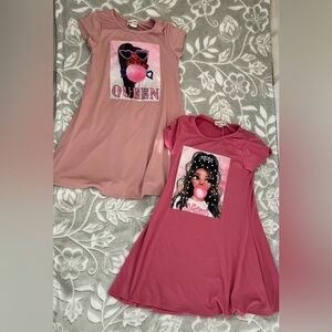 DreamGirl Girls' Pink Graphic Dress Set Size 8 💖🌸👑✨